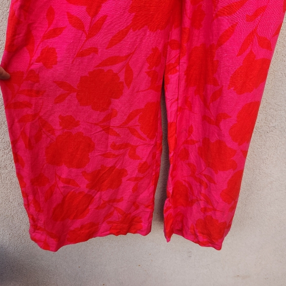 KATE SPADE New York Women's Wide Leg Pants Pink Batik Linen Comfort Boho - Picture 5 of 9